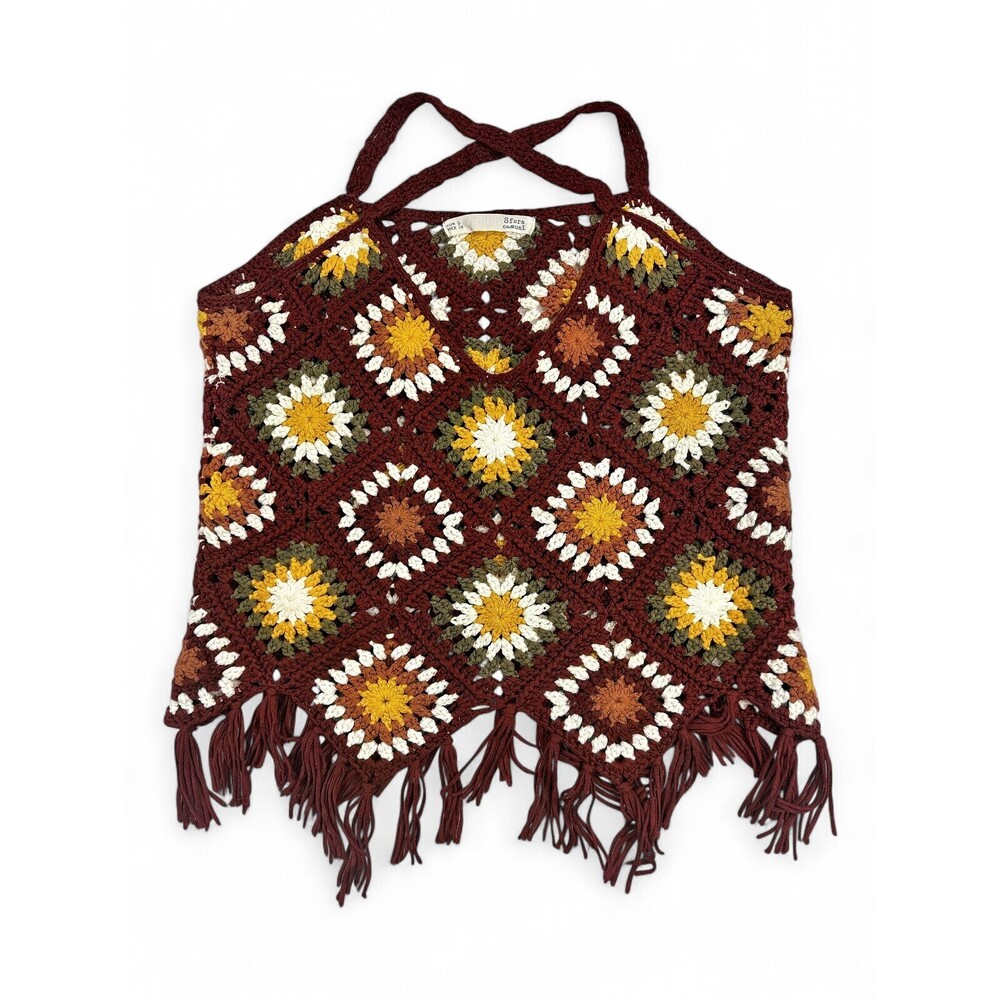 Sfera Casual‎ Crochet Fringe Tank Top Boho Sz S